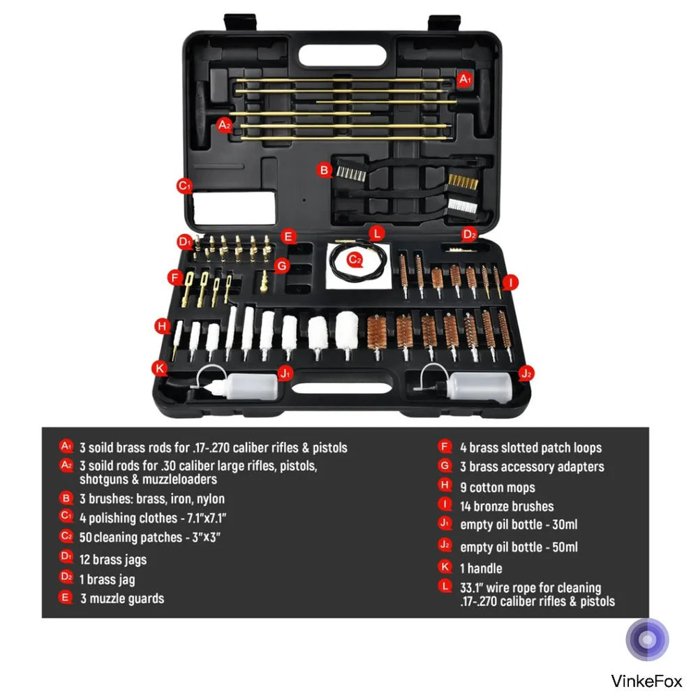 VinkeFox Universal Gun Cleaning Kit for All Guns Brass Jags & Loops Upgraded